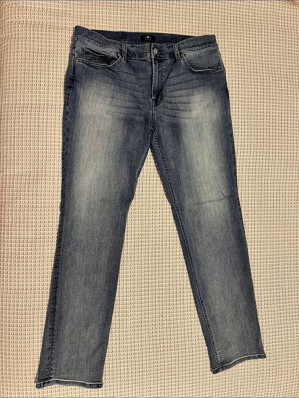 7 For All Mankind Straight Leg Jeans Gray Waist 38